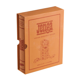 WS Game Company Jenga Vintage Bookshelf Edition travel-ready for on-the-go play.