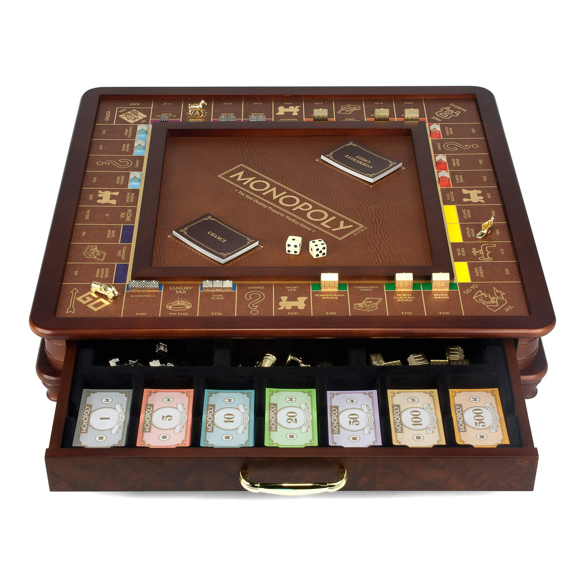 WS Game Company Monopoly Luxury Edition bank teller money tray for streamlined transactions.