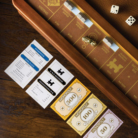 WS Game Company Monopoly Luxury Edition faux leather rolling area for comfortable dice moves.