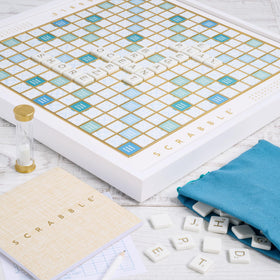 WS Game Company Scrabble Bianco Edition canvas tile pouch keeps tiles organized