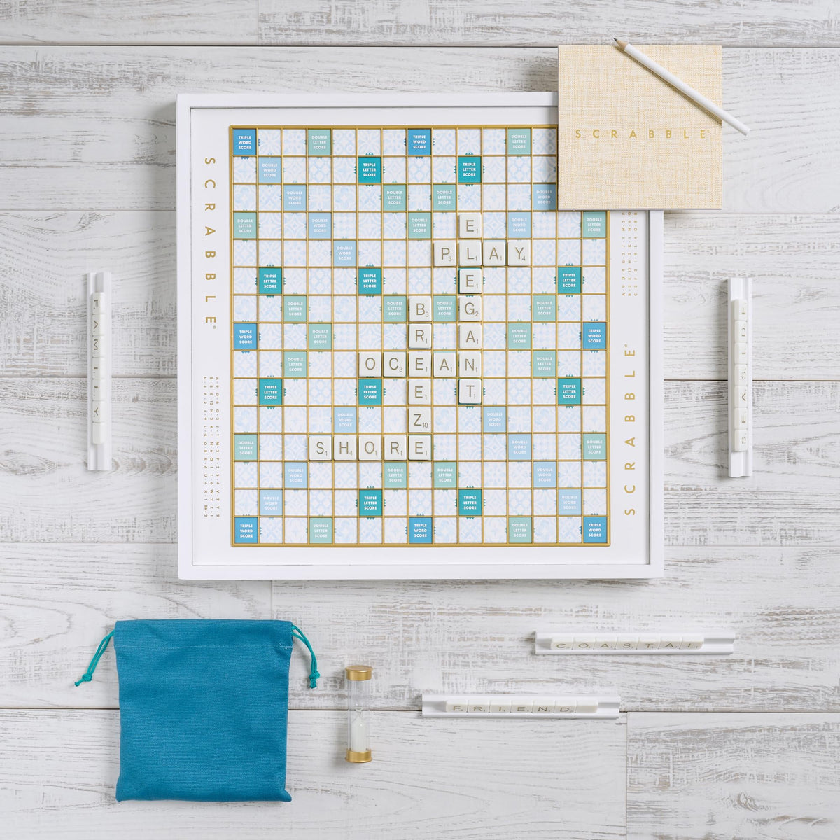 WS Game Company Scrabble Bianco Edition textured score pad supports clear scoring