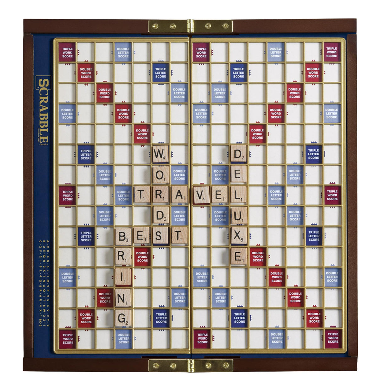 WS Game Company Scrabble Deluxe Travel Edition wood case for easy portability and storage