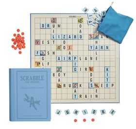 WS Game Company Scrabble Juniors double-sided board for progressive learning.