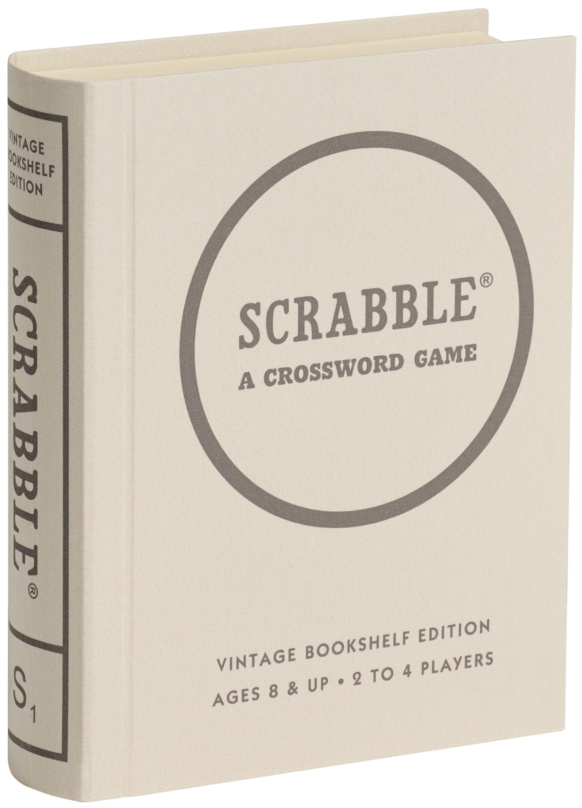 WS Game Company Scrabble vintage bookshelf edition open book case enables instant setup and display