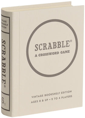 WS Game Company Scrabble vintage bookshelf edition open book case enables instant setup and display