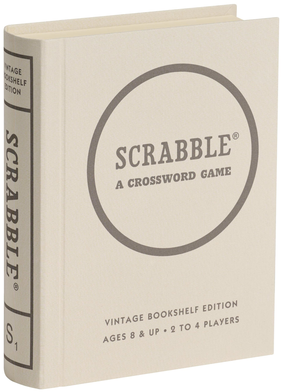 WS Game Company Scrabble vintage bookshelf edition open book case enables instant setup and display