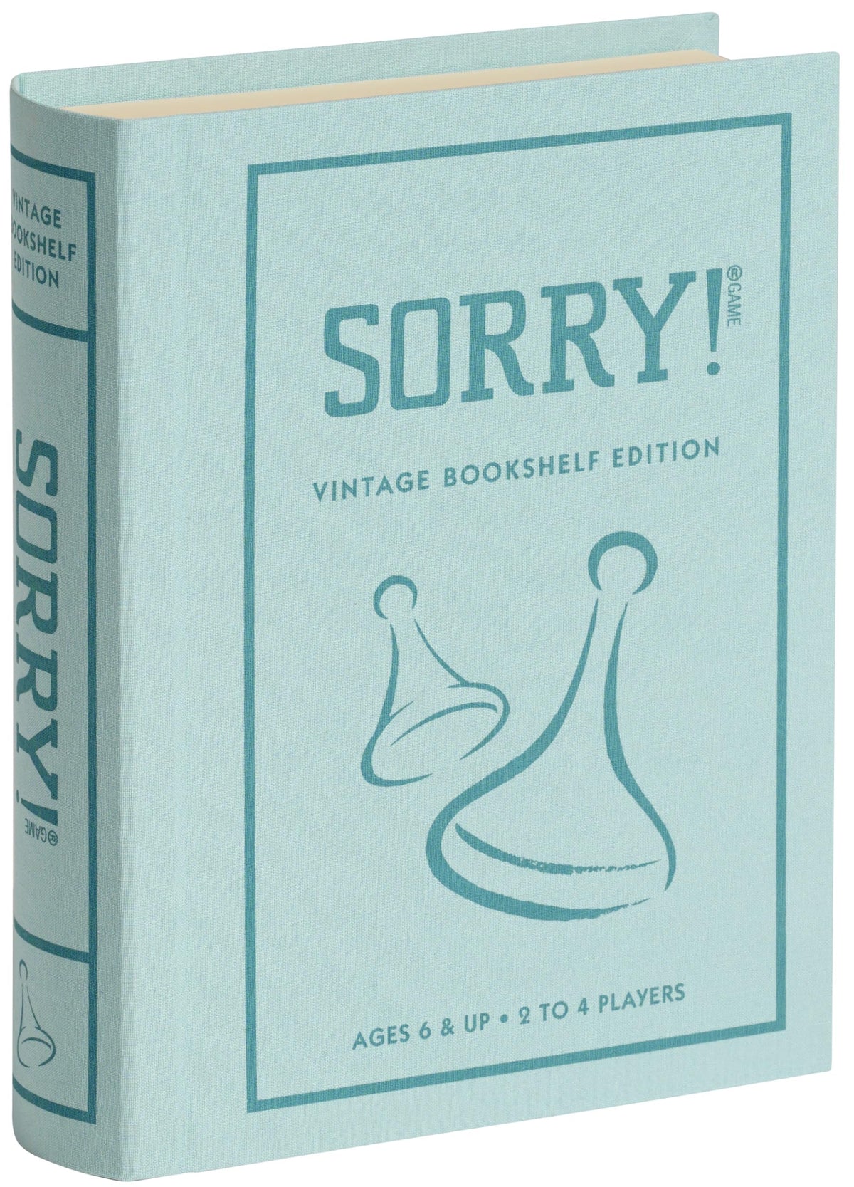 Sorry! Vintage Bookshelf Edition box on a shelf highlights stylish storage.