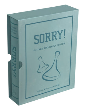 Sorry! Vintage Bookshelf Edition vintage style cards ready for nostalgic gameplay.