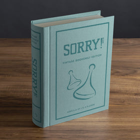 Sorry! Vintage Bookshelf Edition compact case for easy transport and storage.