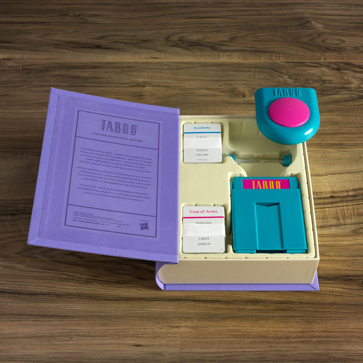 WS Game Company Taboo Vintage Bookshelf Edition buzzer, fast-paced clues sharpen competition