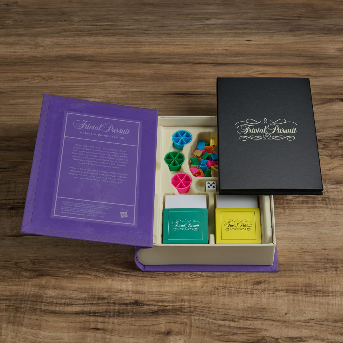 WS Game Company Trivial Pursuit Vintage Bookshelf Edition cards ready for quick question play