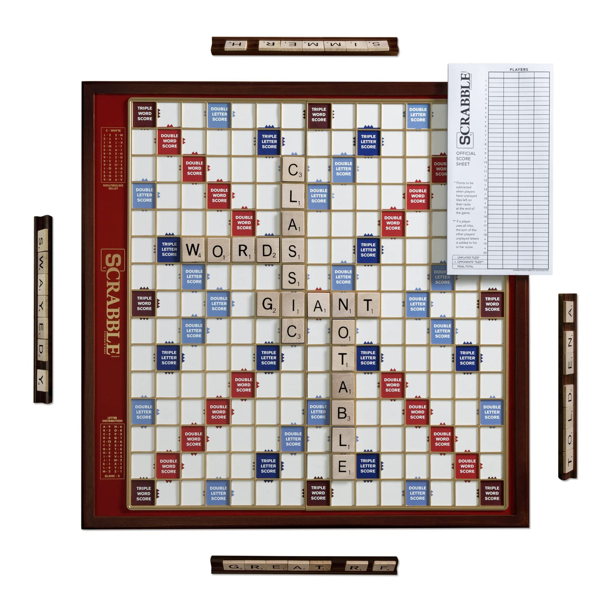 Scrabble Giant Deluxe board with mahogany finish for premium gameplay