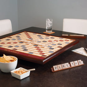 Mahogany finish adds elegance to game room with Scrabble Giant Deluxe
