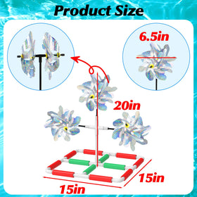 WSBXBB floating reflective windmill panel catches sun to discourage birds over docks.