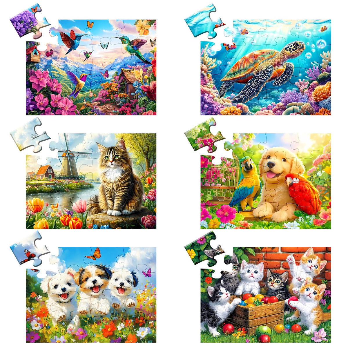 WSCXSC six-pack 16-piece senior puzzles for easy handling and calm engagement