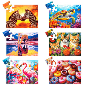 WSCXSC 6-pack dementia puzzles with 16 pieces, neatly stored in a bag for easy handling.