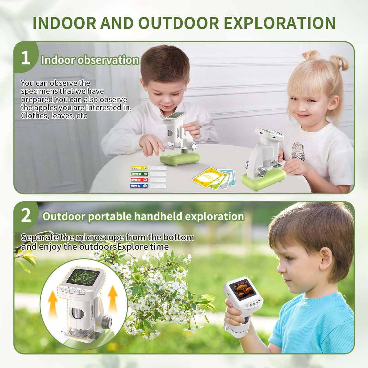 WSDMIC detachable-stand microscope supports stable indoor viewing and classroom demonstrations