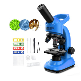 WSDMIC microscope front view in blue promotes hands-on exploration.
