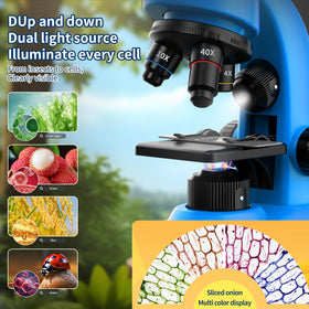 WSDMIC microscope setup with accessories shows ready-to-learn science kit.