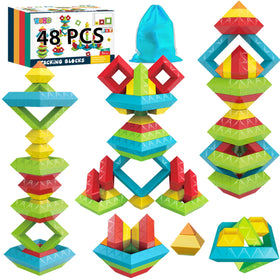 WSKC 48pcs building blocks stacked in top view for creative play.