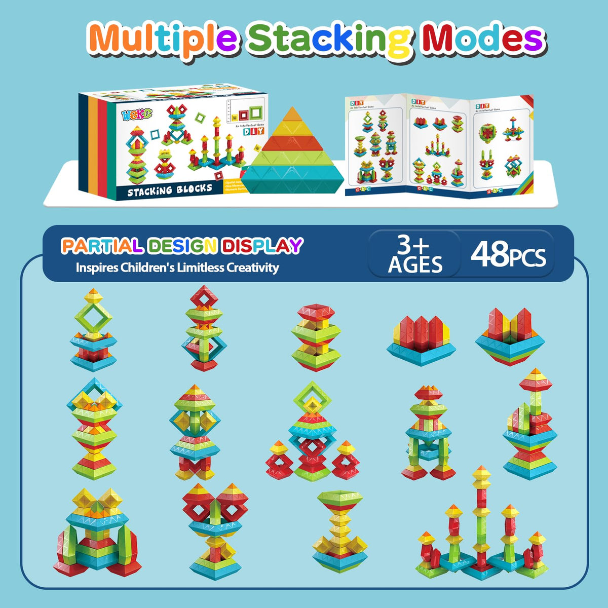 Blocks in varied sizes demonstrate balance and size relationships.