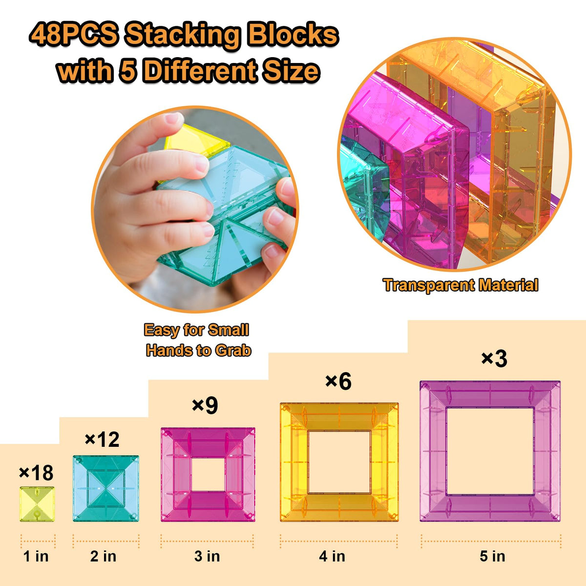 WSKC blocks in varied sizes encourage size awareness and logic