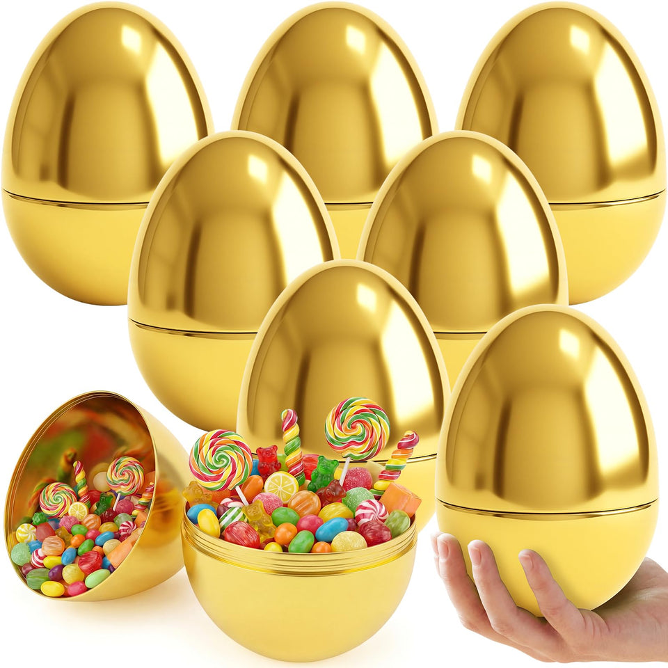 Wsorik 6in jumbo golden Easter egg fillable for hunts and gifts.