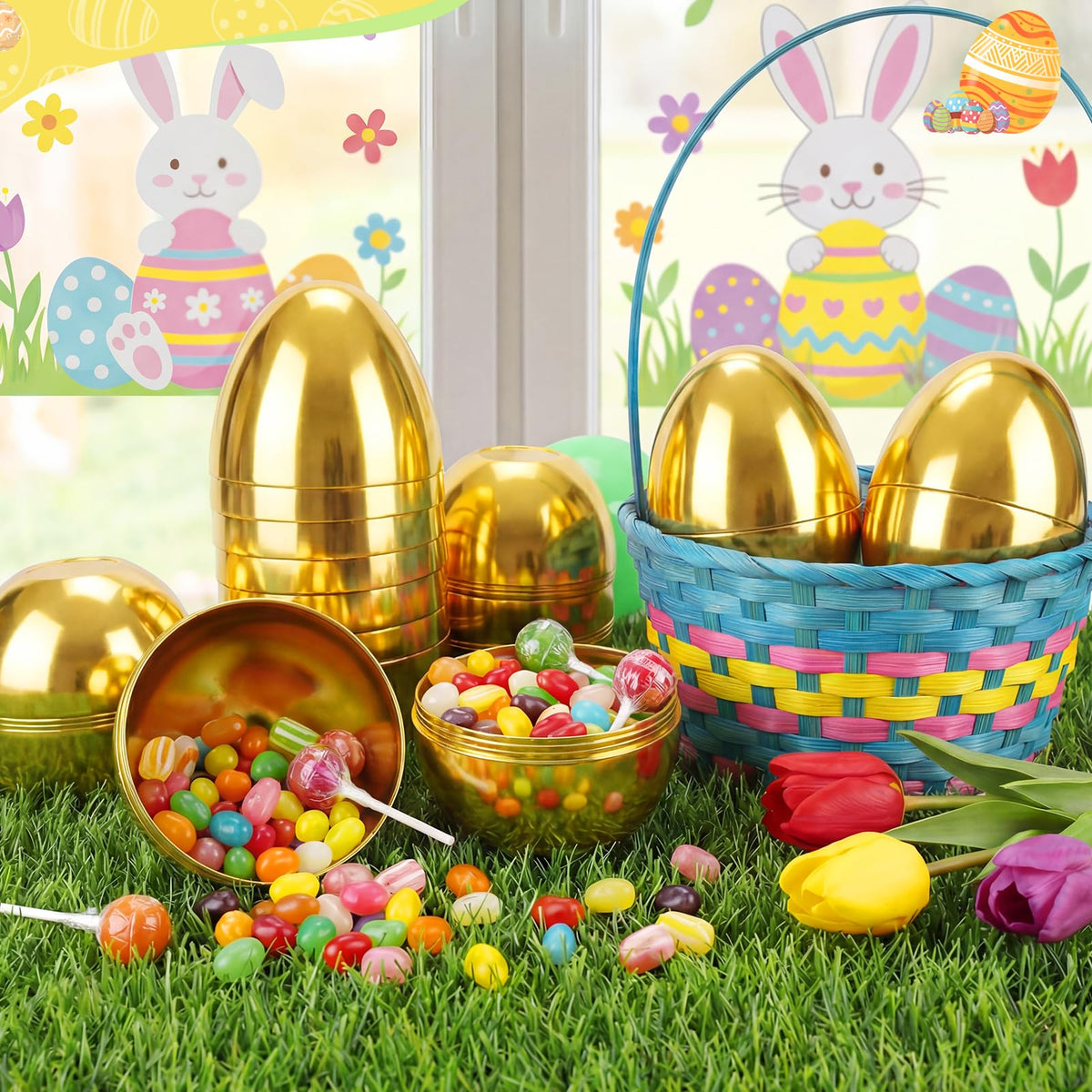 Decorative Wsorik gold Easter egg with premium finish for parties.