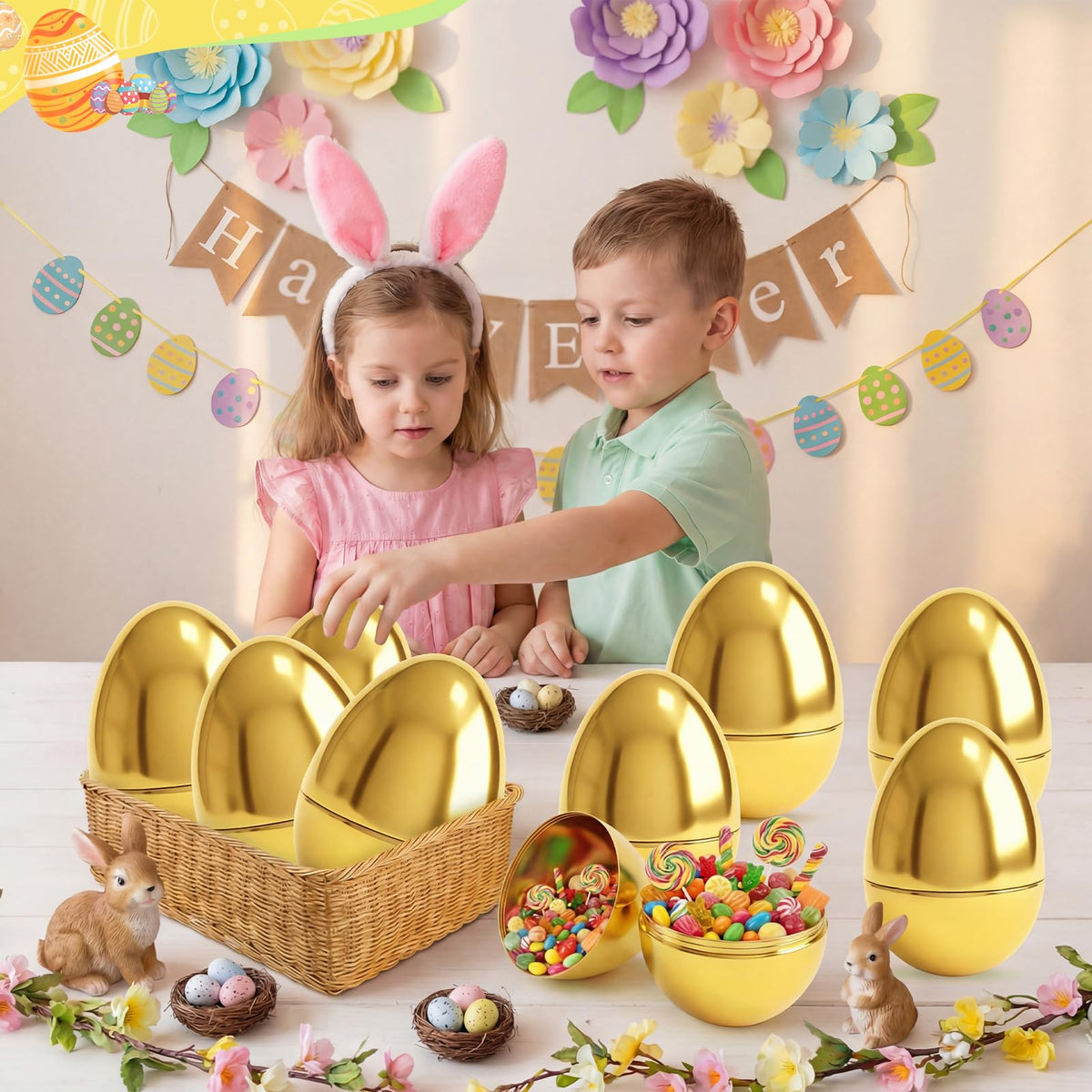 Durable Wsorik egg made from recyclable polypropylene with gold coating.