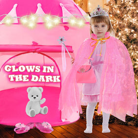 WTOR Dress-Up Cape with Crown in pink supports creative pretend princess moments.