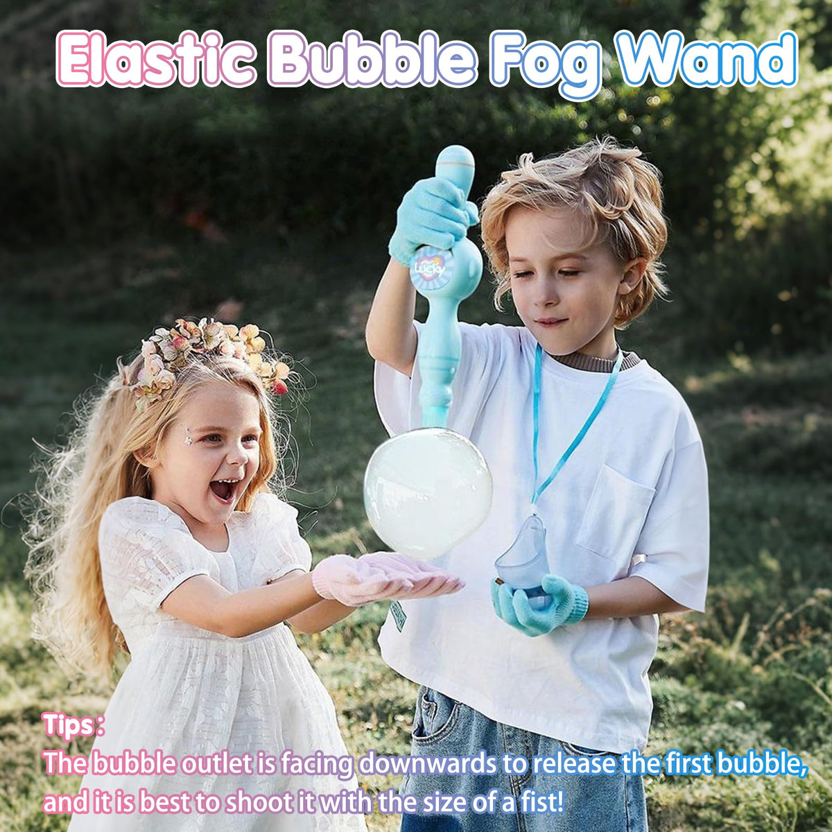 WTUST elastic wand bubble fog combo sparks interactive fun for children.