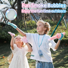 WTUST Fog Bubble Machine with LED light show enhances nighttime celebrations.