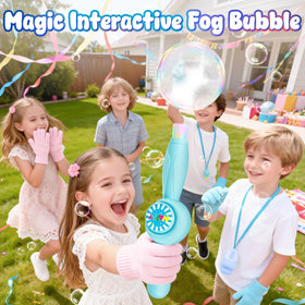 WTUST gloves used with bubble wand to keep hands dry during fun