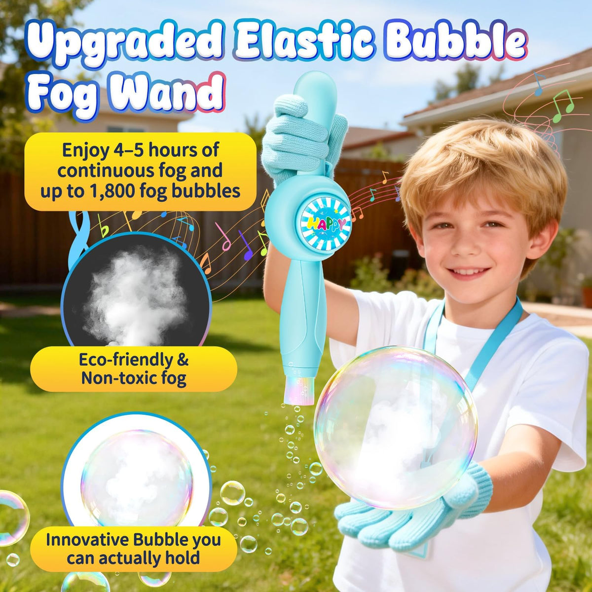 WTUST LED lights and music enhance bubble play for kids
