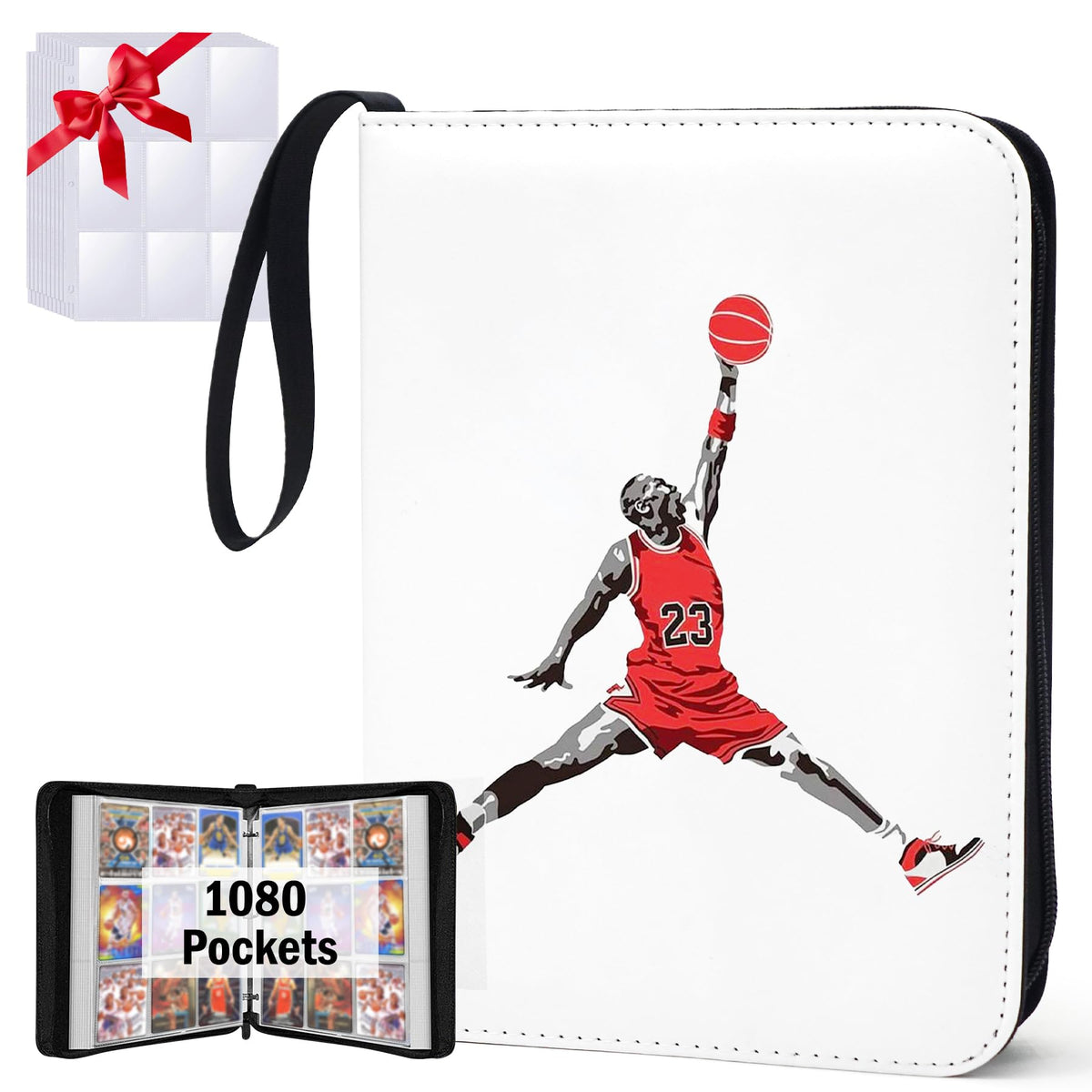 WTVIDAS basketball card binder with 9 pockets keeps 1080 cards organized.