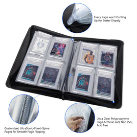 WTVIDAS Graded Card Binder PU leather zipper provides durability and weather resistance.