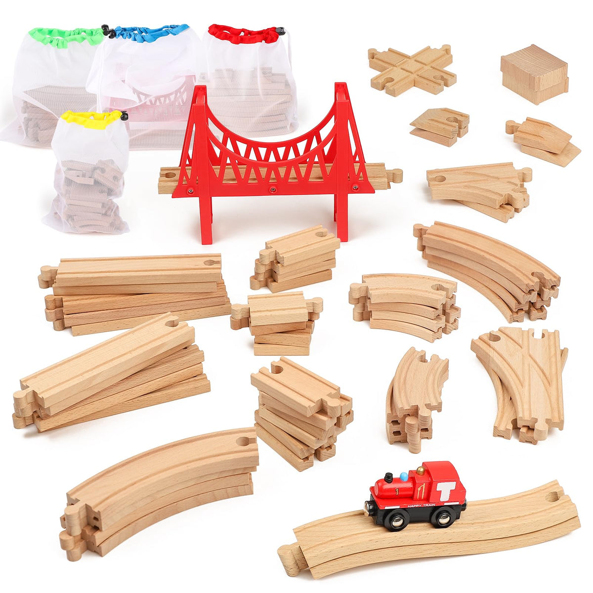 WudBudz straight-track focused image showing smooth wooden surface for expansion and imaginative play.