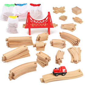 WudBudz straight-track focused image showing smooth wooden surface for expansion and imaginative play.