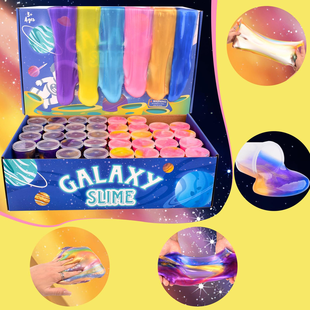 WUHUANIU goodie bag filler in galaxy slime cups.