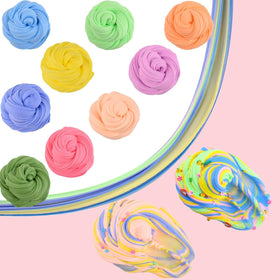 WUJYLY 32-color slime variety display for creative play and arts.