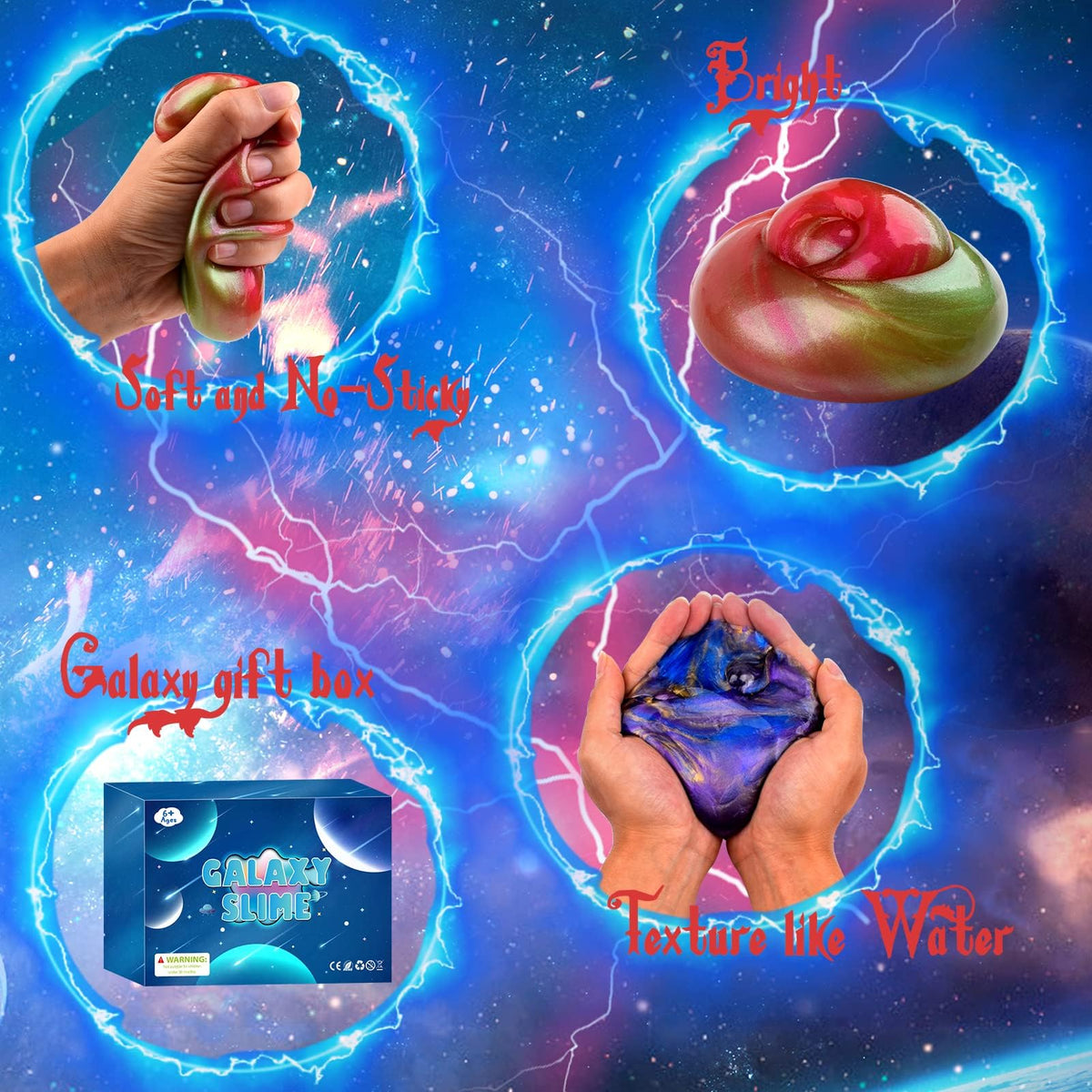 WUJYLY Galaxy Slime Kit color variety with galaxy hues for creative play.
