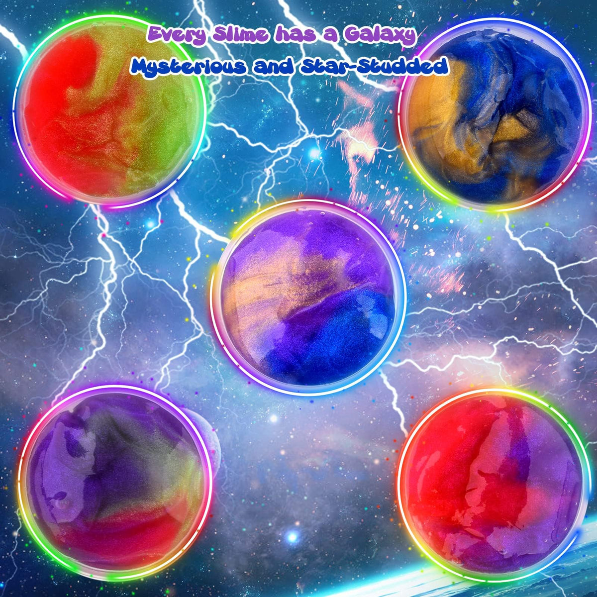 WUJYLY Galaxy Slime Kit soft non-sticky texture for safe tactile play.
