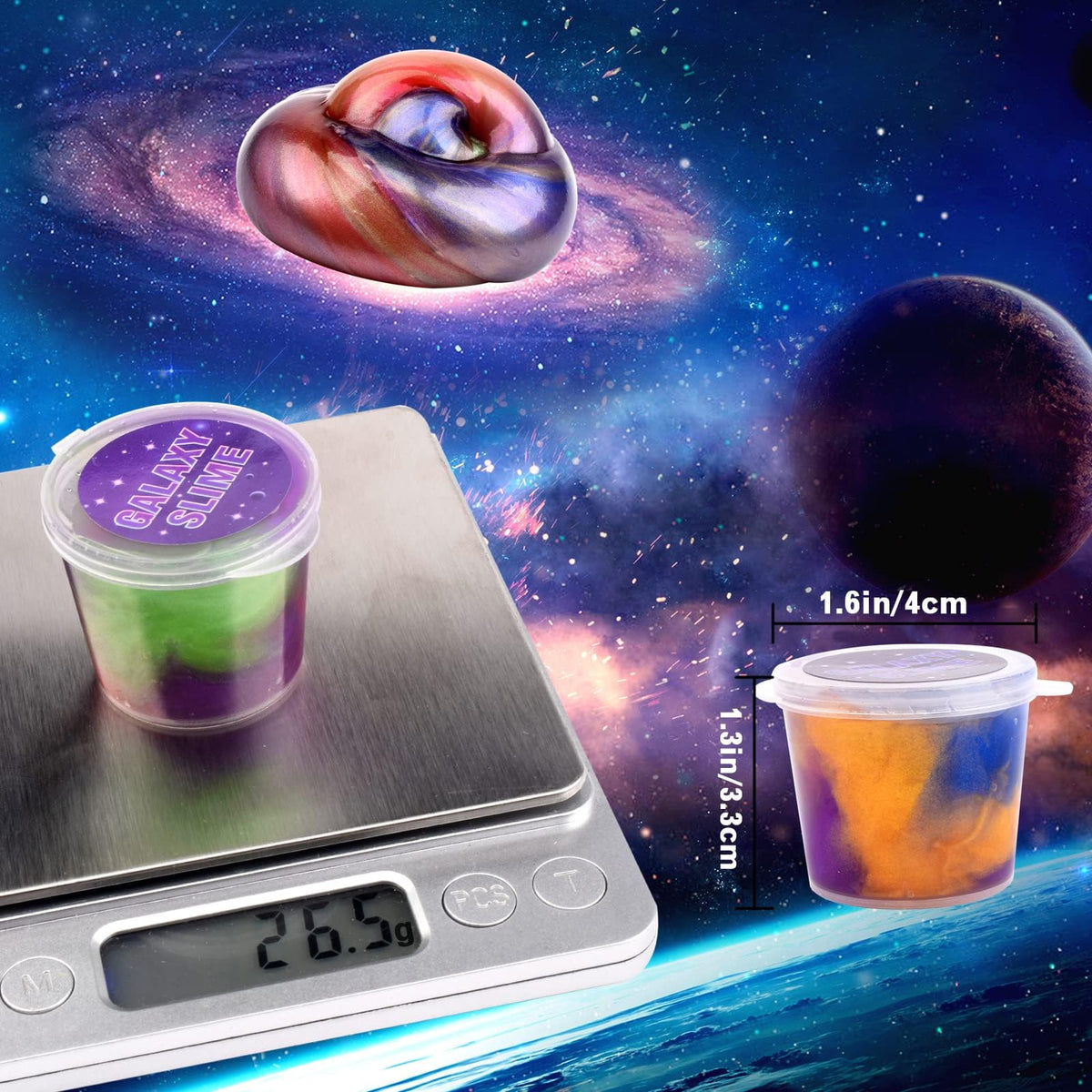 WUJYLY Galaxy Slime Kit includes squeeze and smash fun for stress relief.