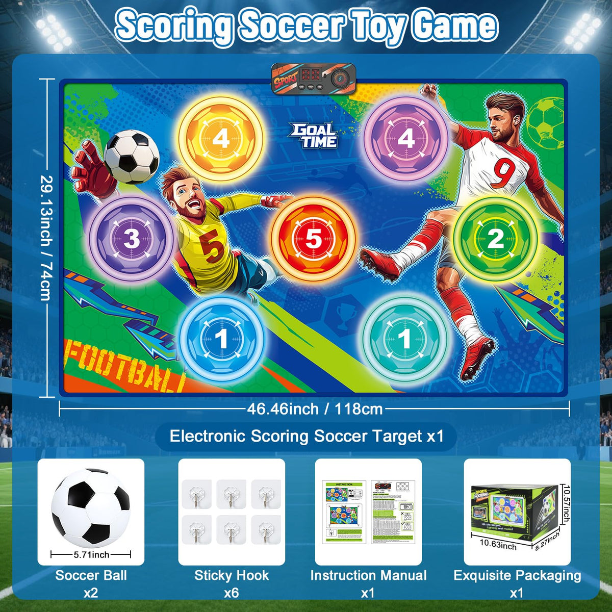 Complete WUPIOS set in box: target, balls, hooks, and manual