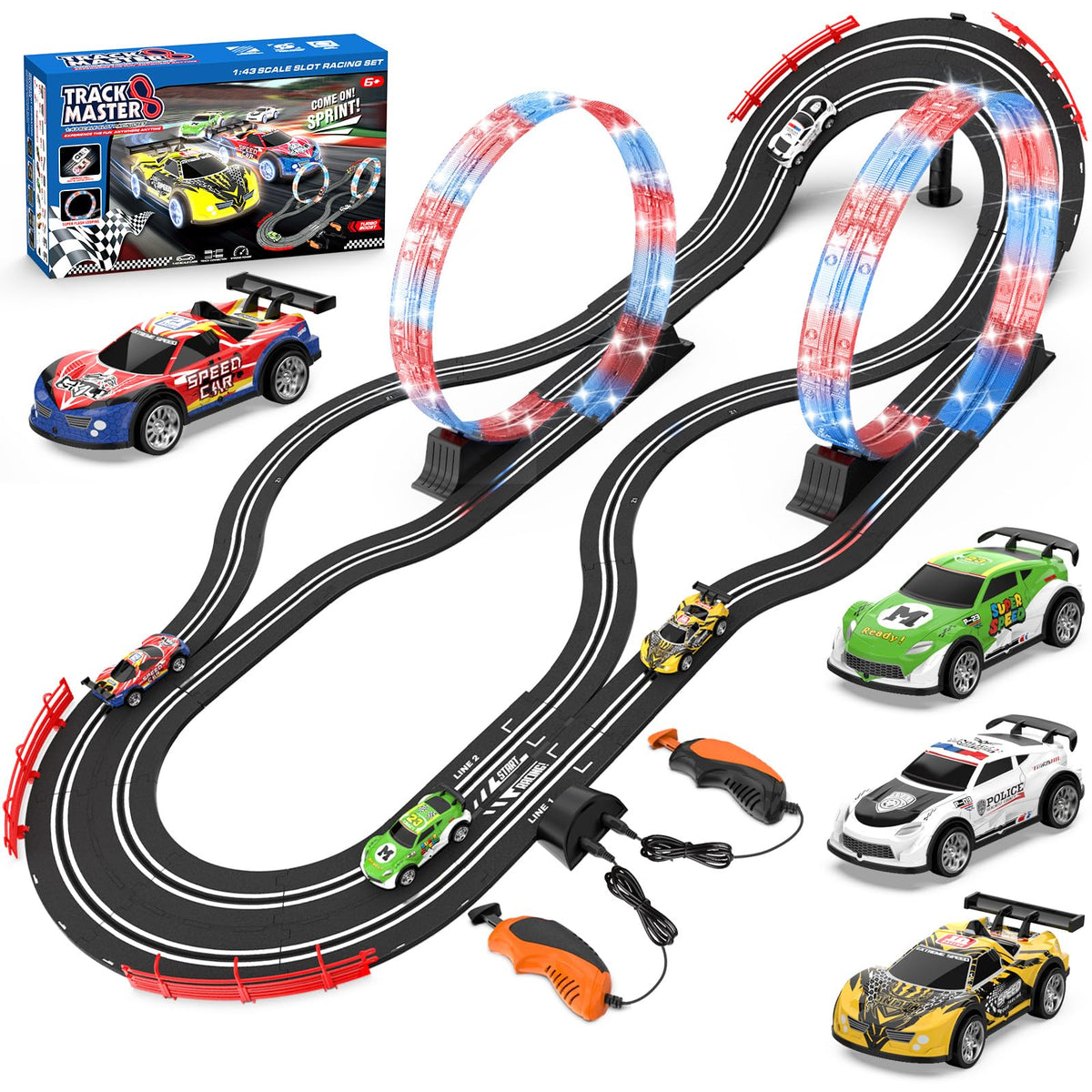Wupuaait 2-in-1 slot car track overpass for dramatic aerial racing action