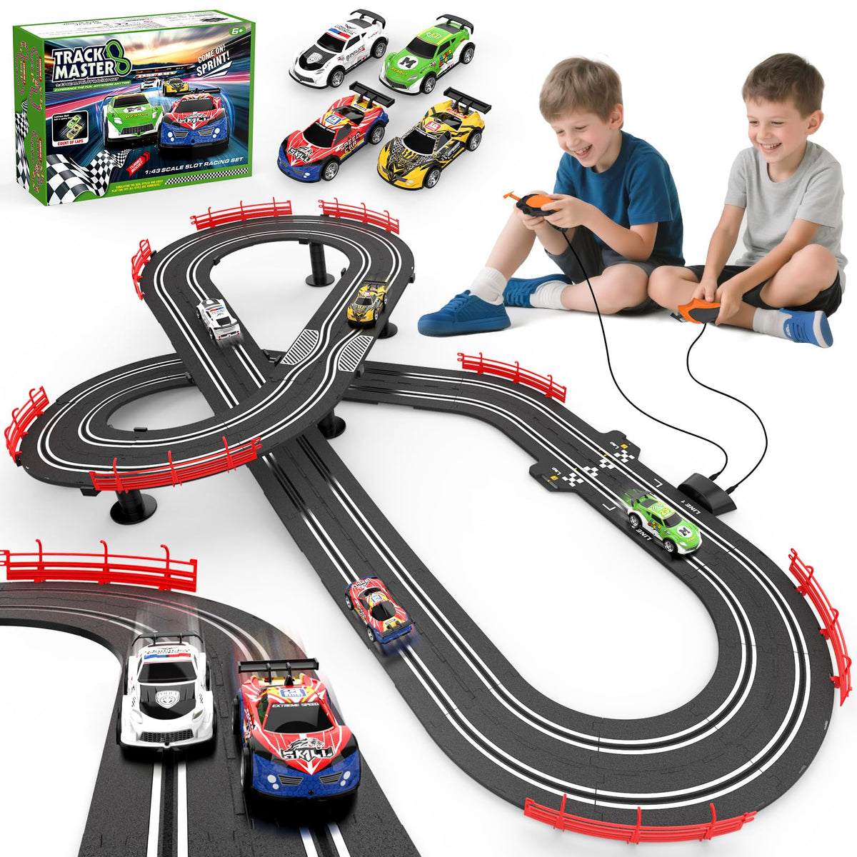 Wupuaait 3-in-1 track overview with immersive racing setup for kids.