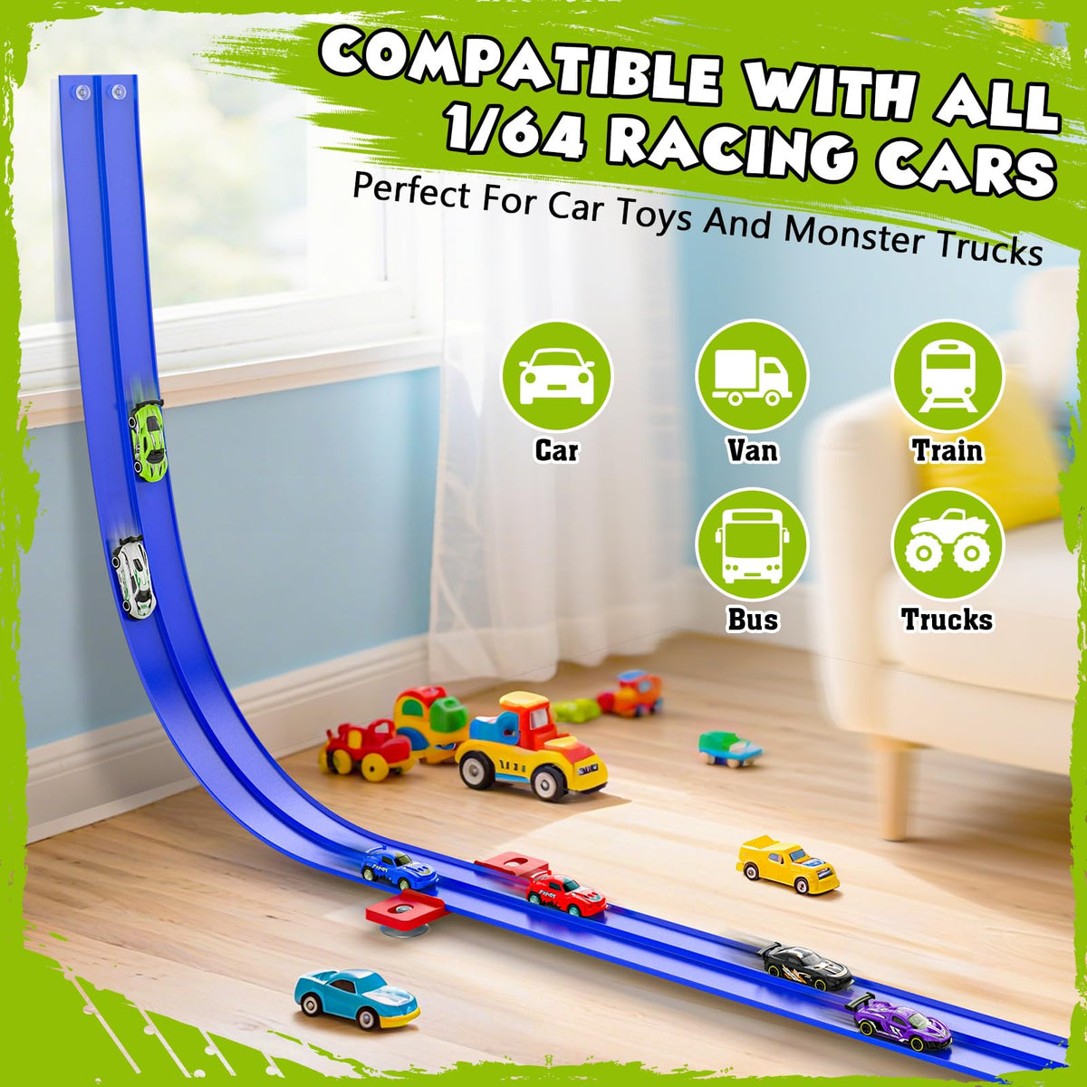 Wupuaait race track set includes 4 cars for instant racing fun
