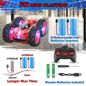 Wupuaait RC car showing vibrant LED lights for night driving.