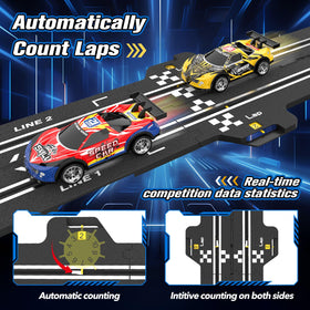 Wupuaait four-car set with high-speed cars in action.