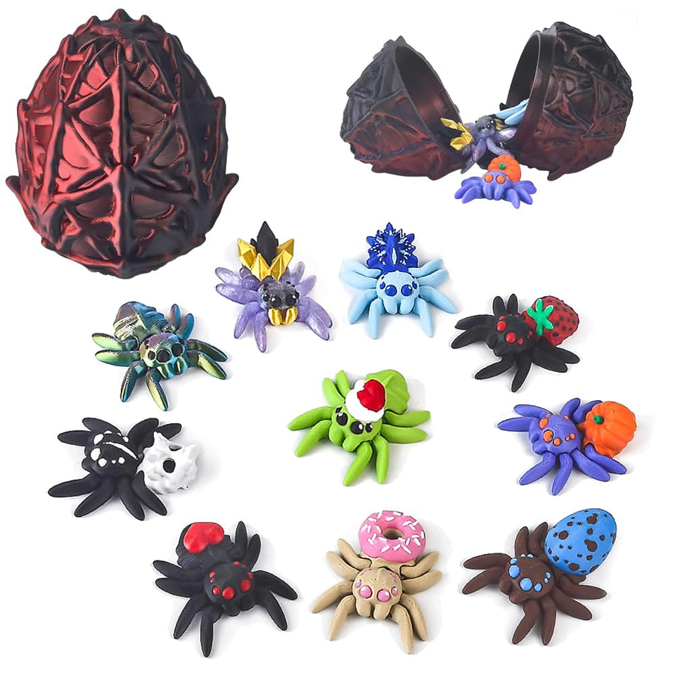 WUQIREN dragon egg reveals 10 unique spiders for a playful surprise.